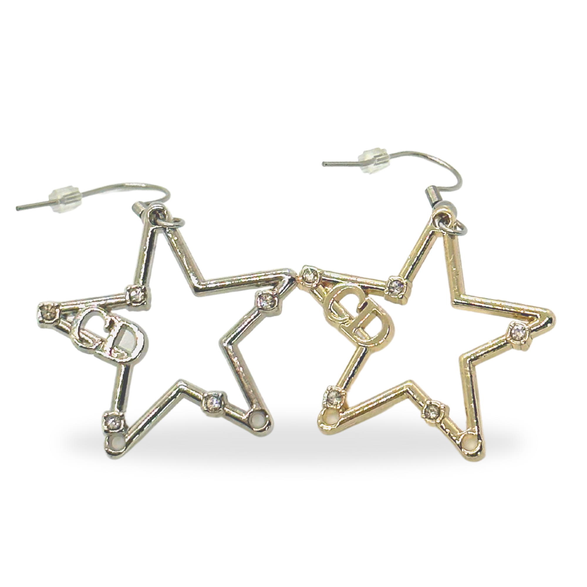 Authentic Dior Star Pendants | Reworked Gold & Silver Earring Set