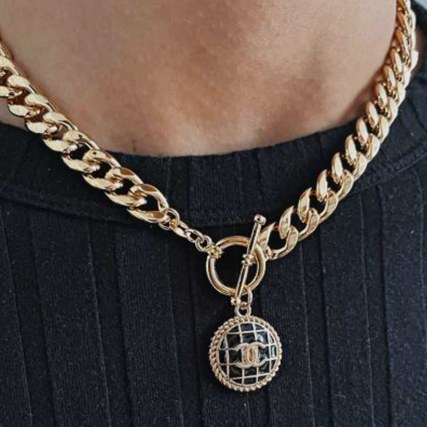 Chanel reworked button necklace