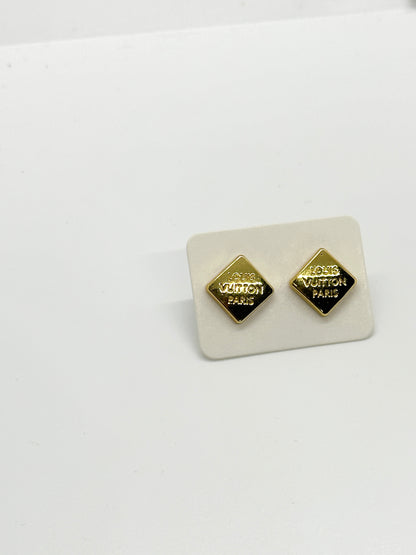 Authentic Louis Vuitton Buttons | Repurposed Gold Filled Earring Set