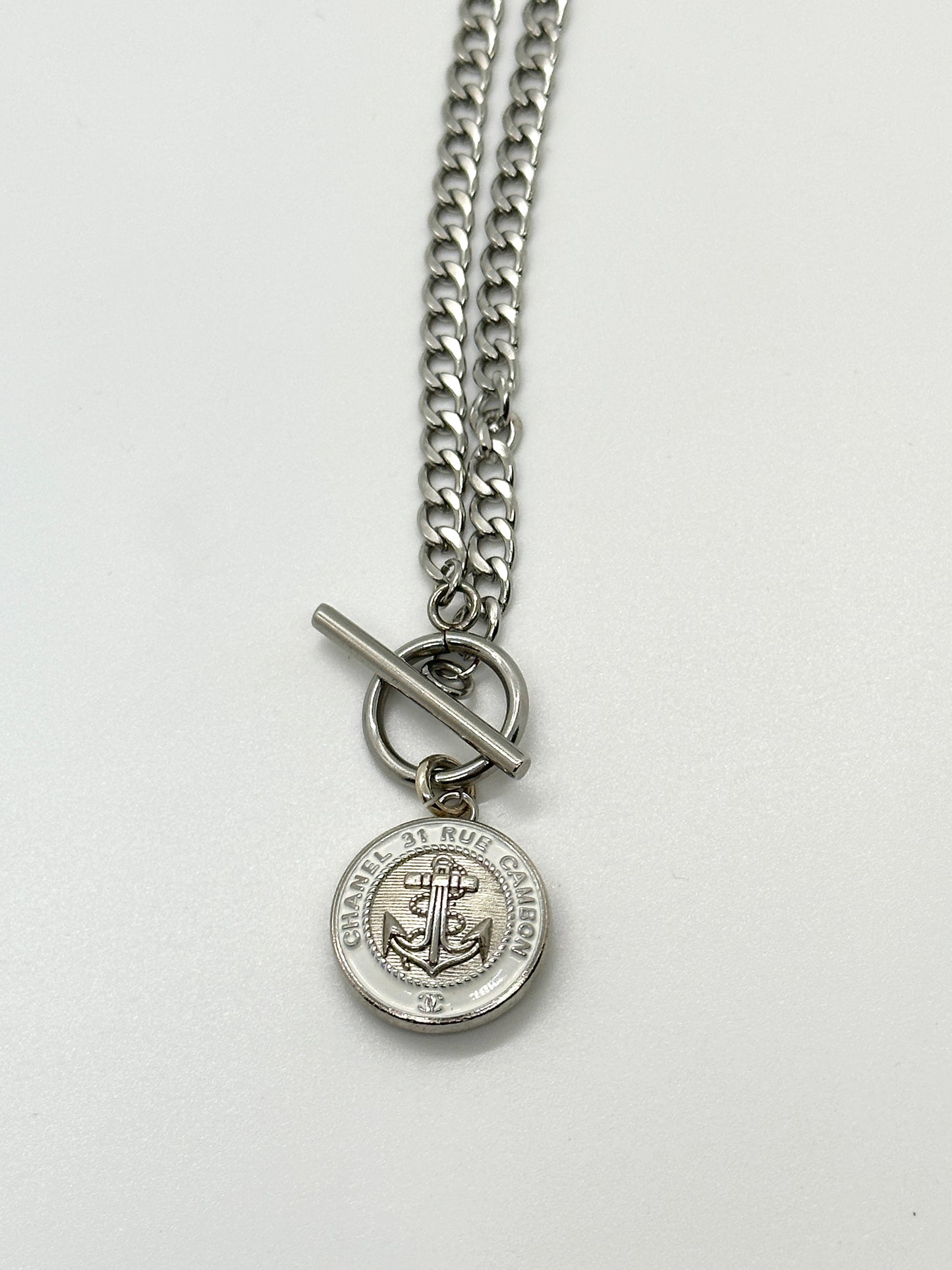 Authentic Chanel Anchor Pendant | Reworked Silver 14" Necklace