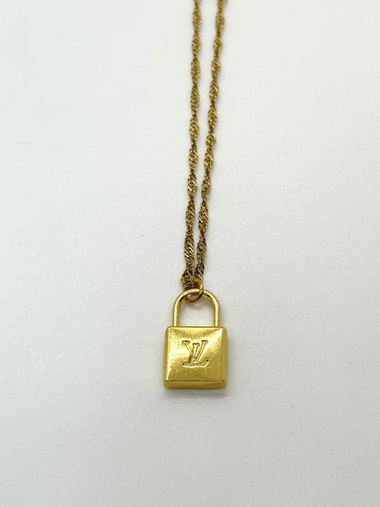 Authentic Louis Vuitton Lock Pendant | Reworked Gold 14" Necklace