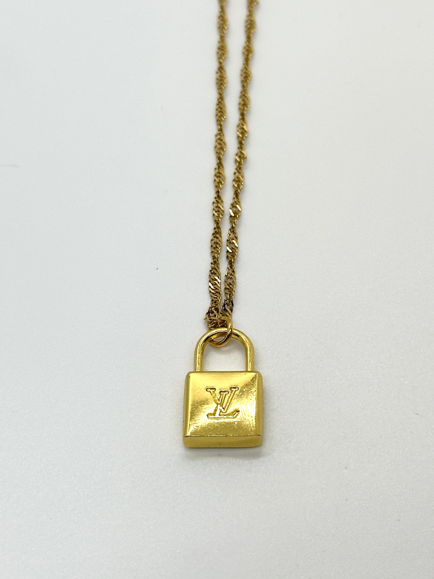 Authentic Louis Vuitton Lock Pendant | Reworked Gold 14" Necklace