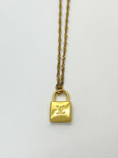 Authentic Louis Vuitton Lock Pendant | Reworked Gold 14" Necklace