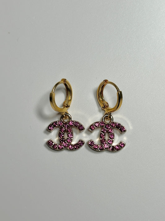 Authentic Chanel Charms | Repurposed Gold and Pink Earrings