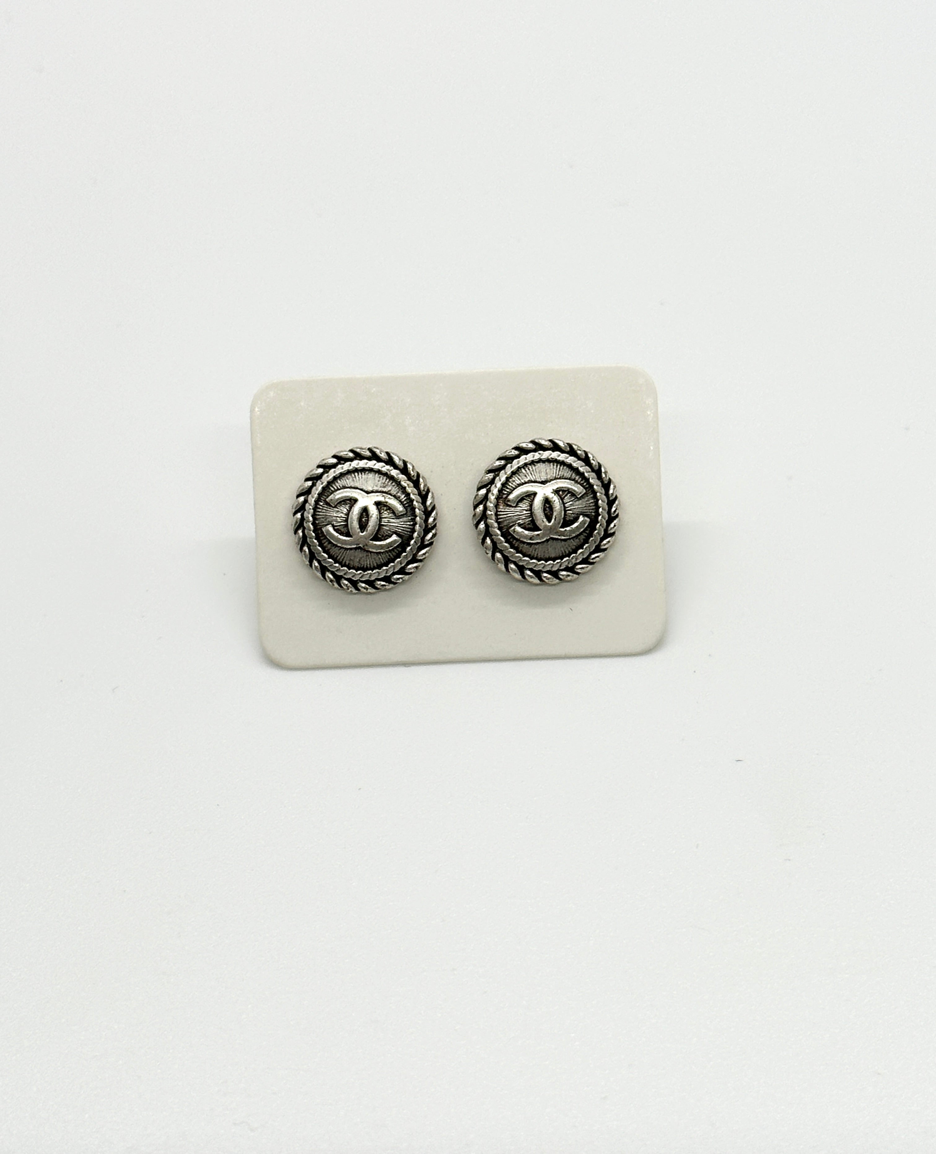 Authentic Chanel Buttons | Repurposed Silver Earring Set