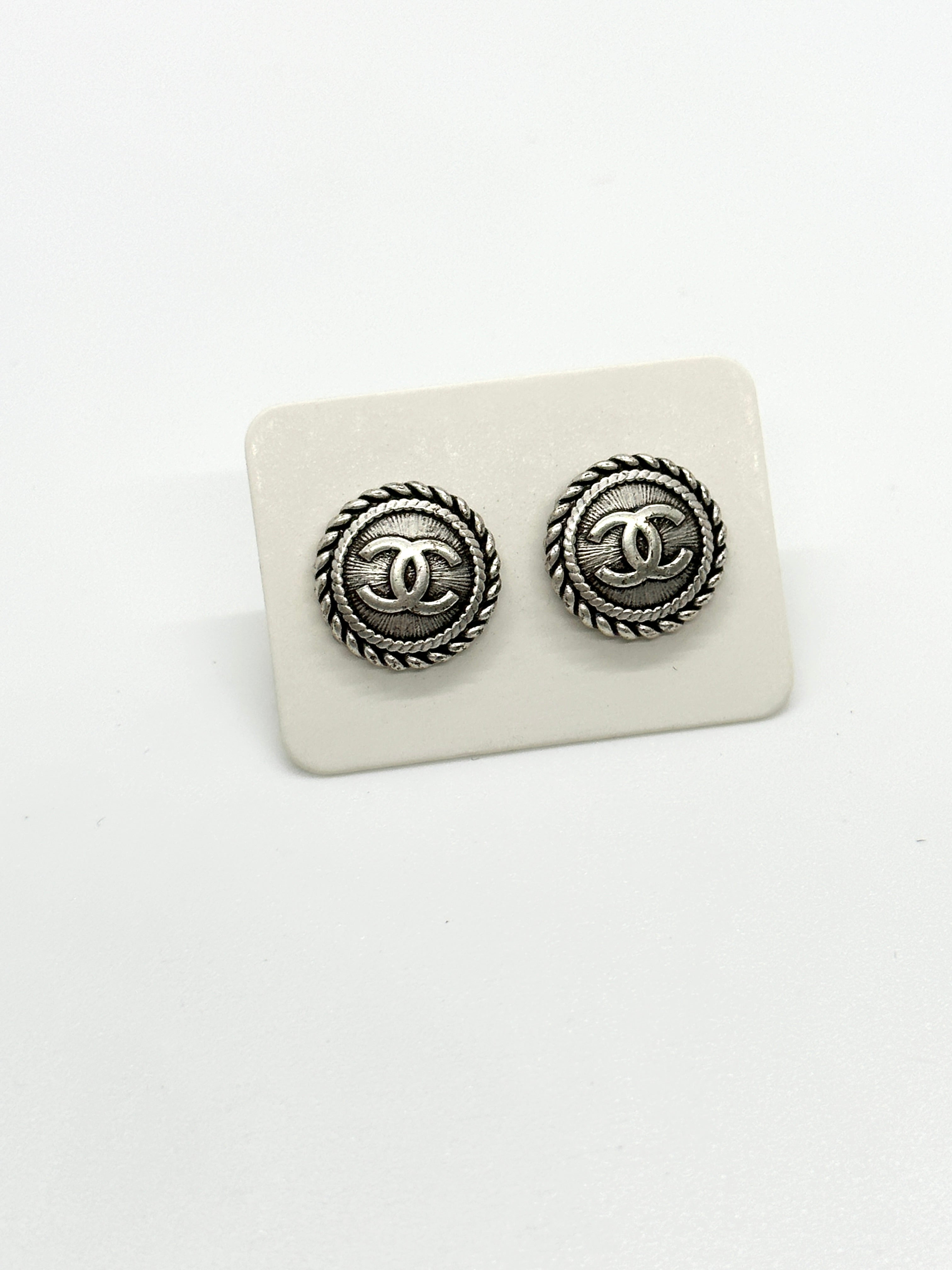 Authentic Chanel Buttons | Repurposed Silver Earring Set