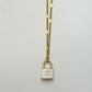 Authentic Chanel White Lock Pendant | Reworked Gold 15-18" Necklace