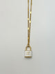 Authentic Chanel White Lock Pendant | Reworked Gold 15-18" Necklace