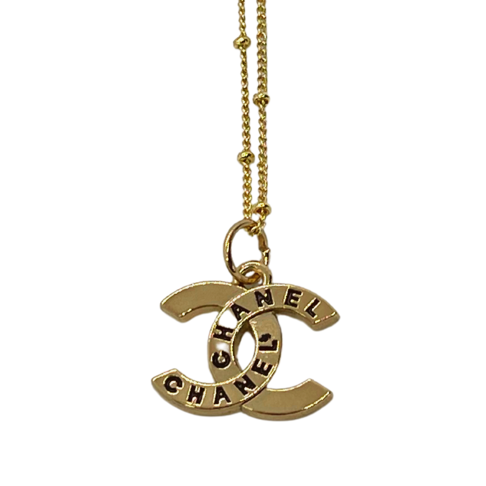 Authentic Chanel CC Pendant Reworked Gold 17.5