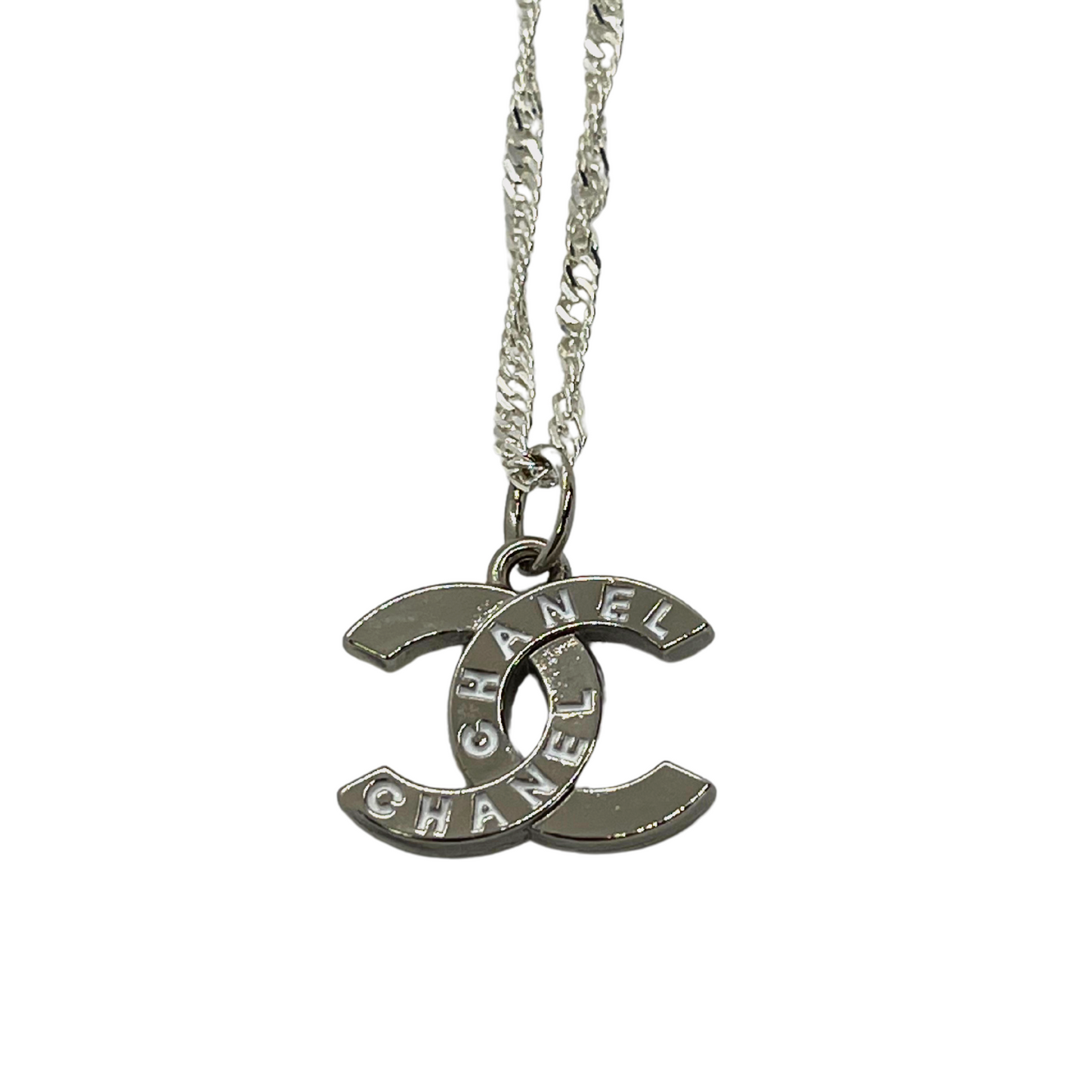 Authentic Chanel CC Pendant | Reworked Silver 15" Necklace