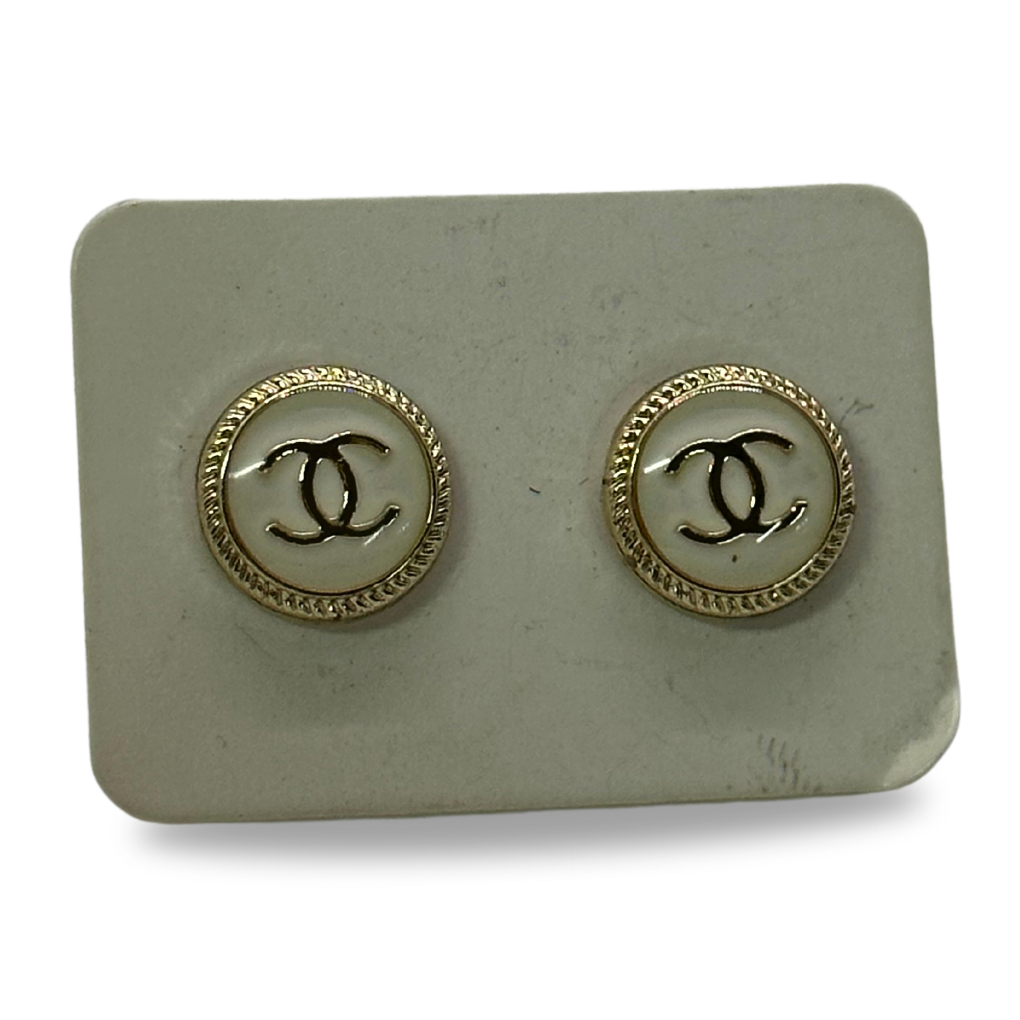 Chanel CC Metal Crystals Stud Earrings Silvery ref.877294 - Joli Closet
