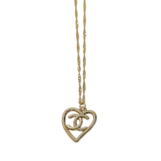 Authentic Chanel Heart | Reworked Gold 15" Necklace