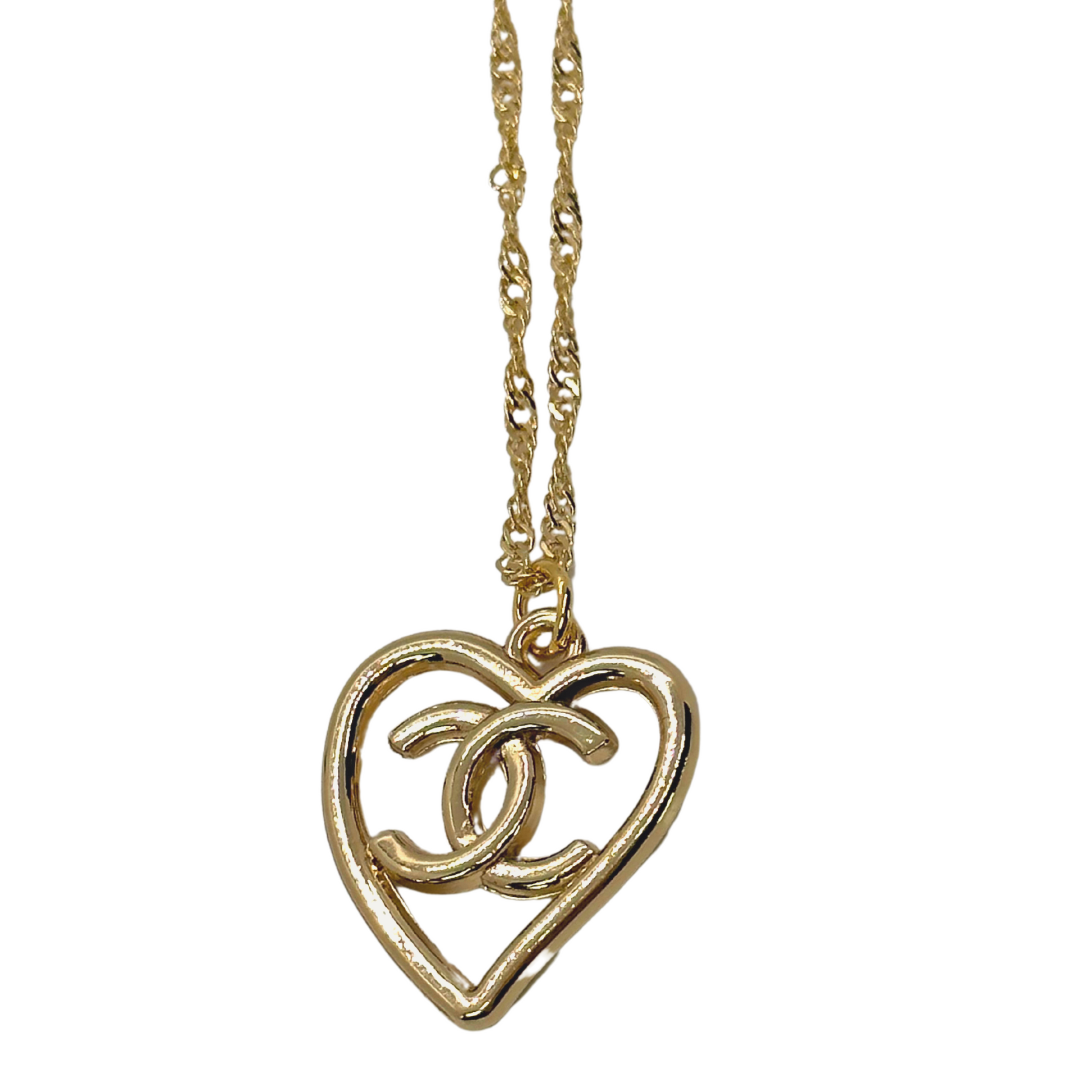 Authentic Chanel Heart | Reworked Gold 15" Necklace