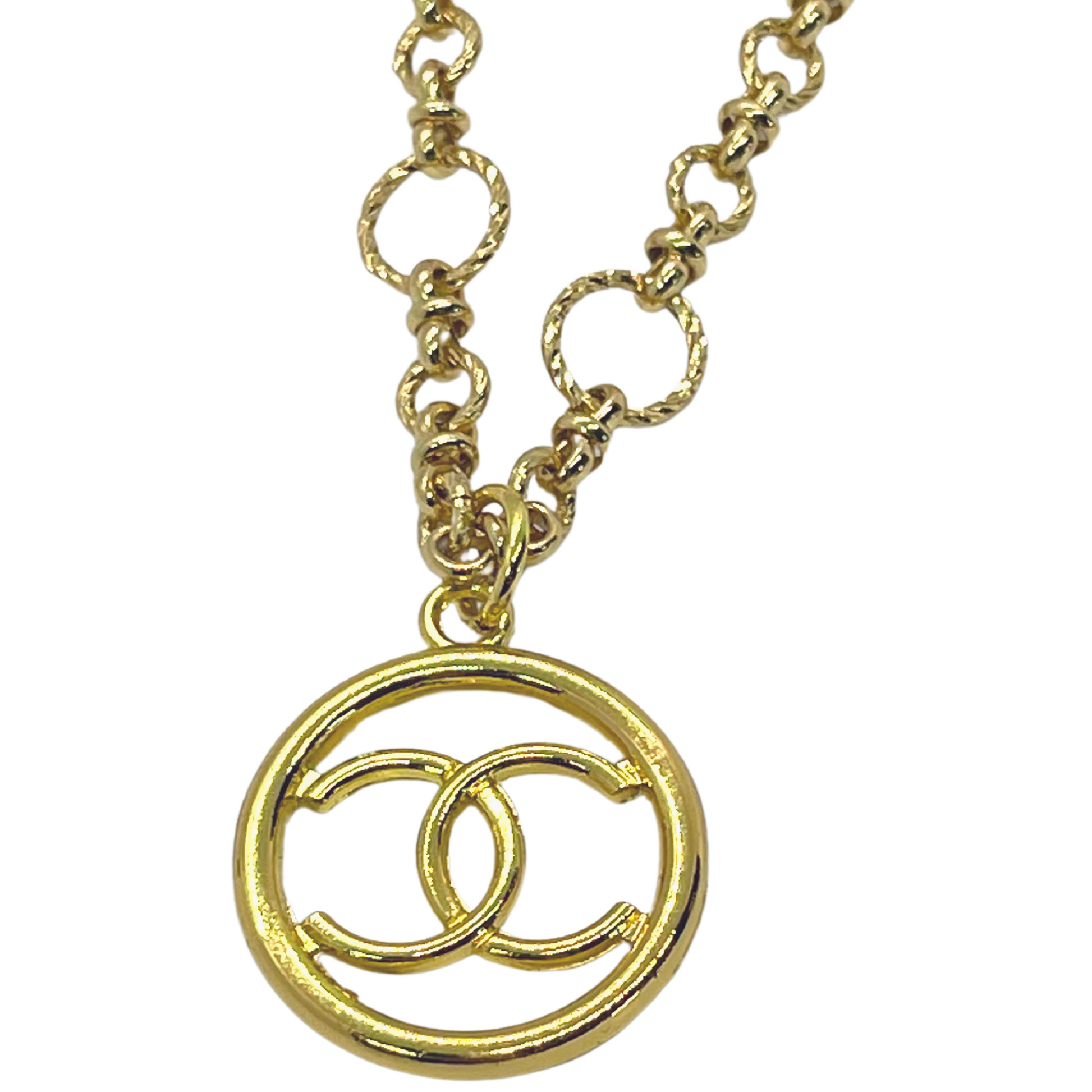 Authentic Chanel Disk Pendant  Reworked Gold 16 Necklace – Serendipity  Designs