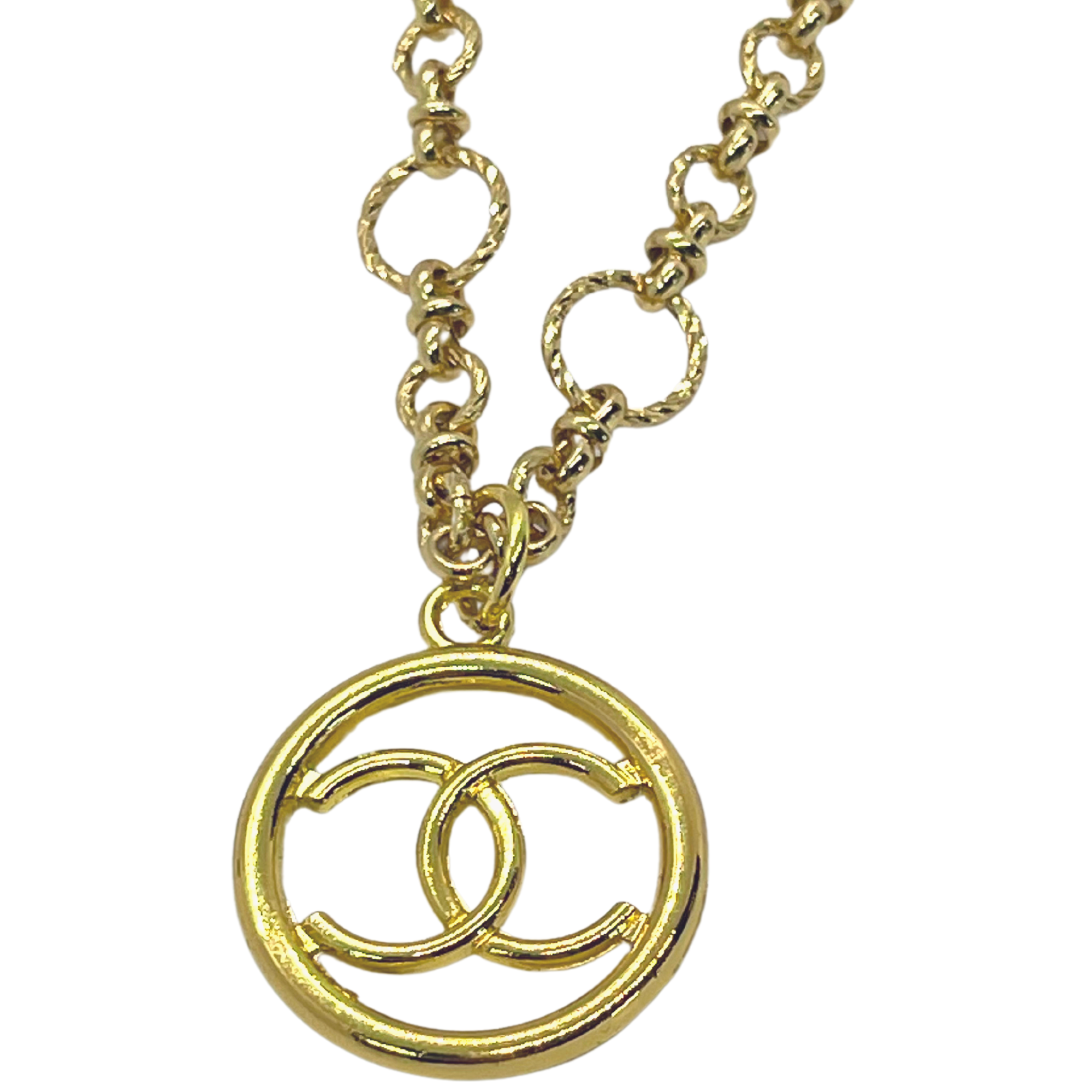 Authentic Chanel Disk Pendant | Reworked Gold 16" Necklace