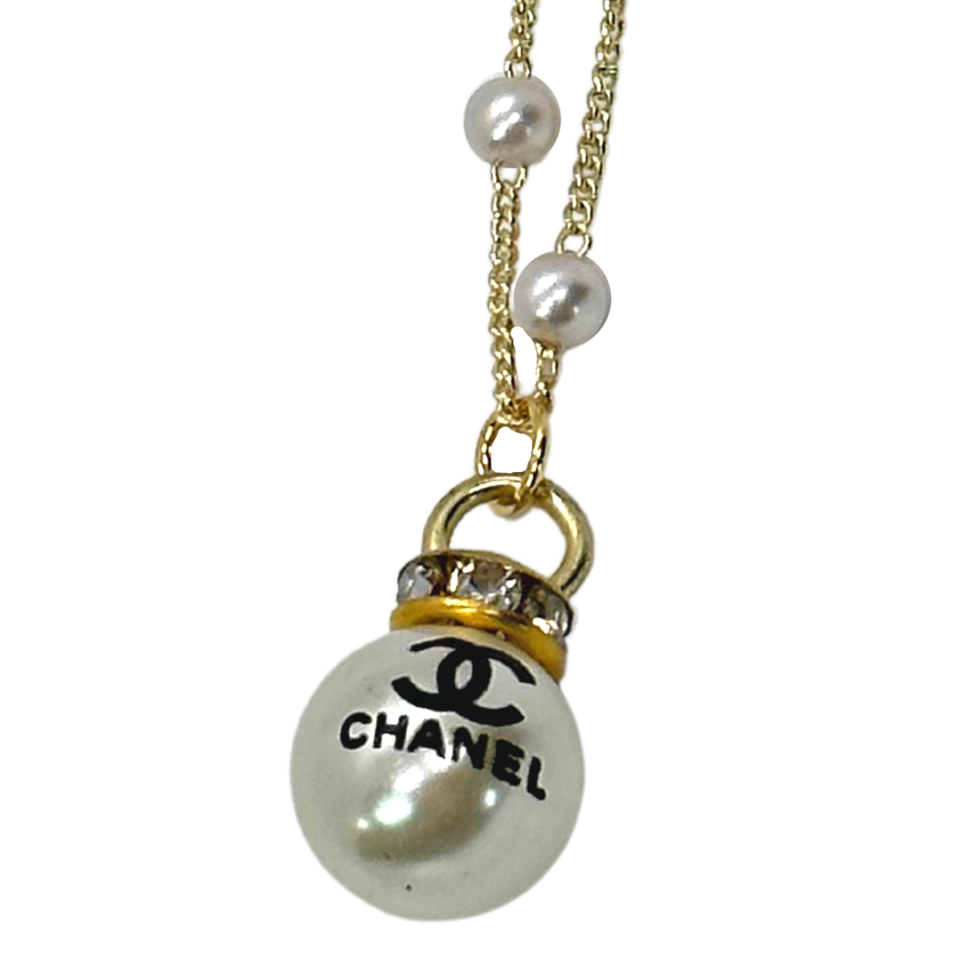 Authentic Chanel Half Faux Pearl Pendant  Reworked Gold 16 Necklace –  Serendipity Designs