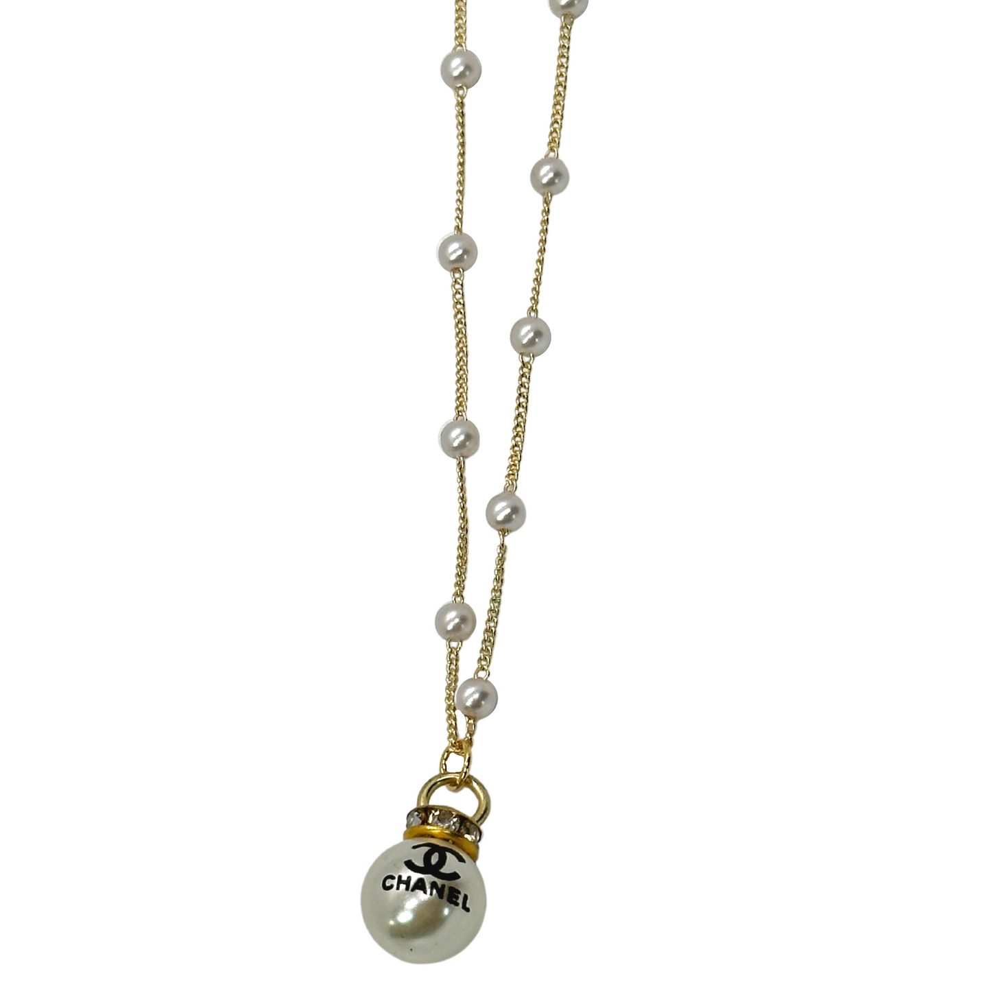 Authentic Chanel Faux Pearl Charm | Reworked Gold 16-18" Necklace