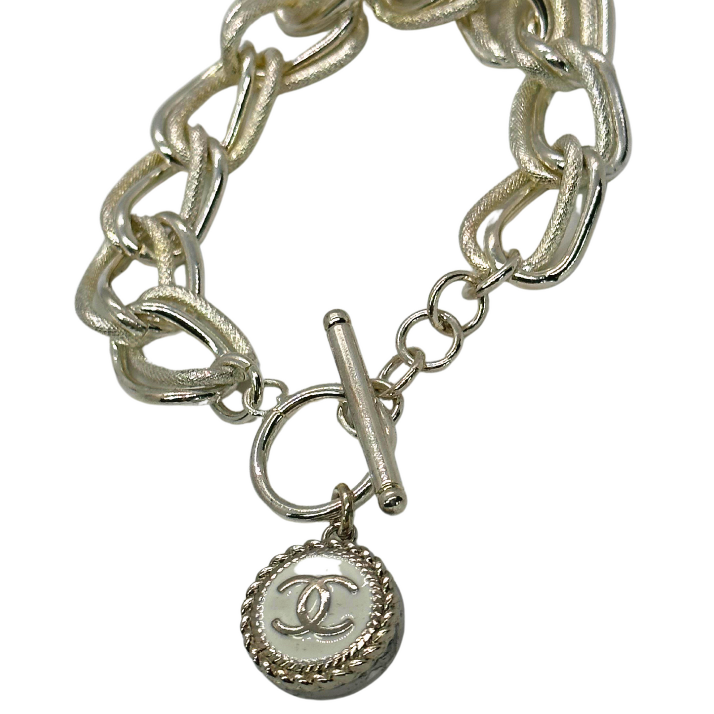 Authentic Chanel Button | Reworked Silver Toggle Bracelet