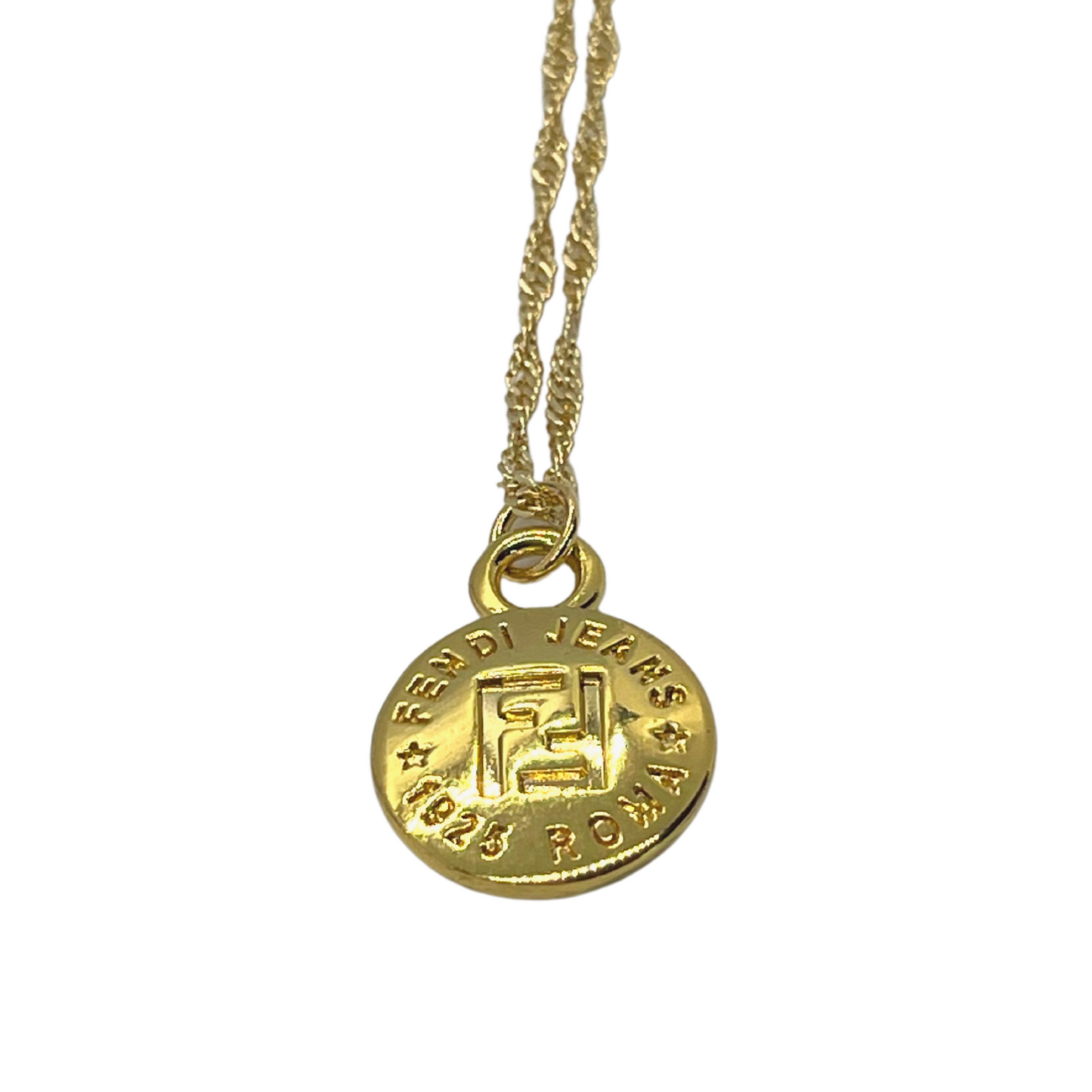 Authentic Fendi Zipper Pull | Reworked Gold 14.5" Necklace