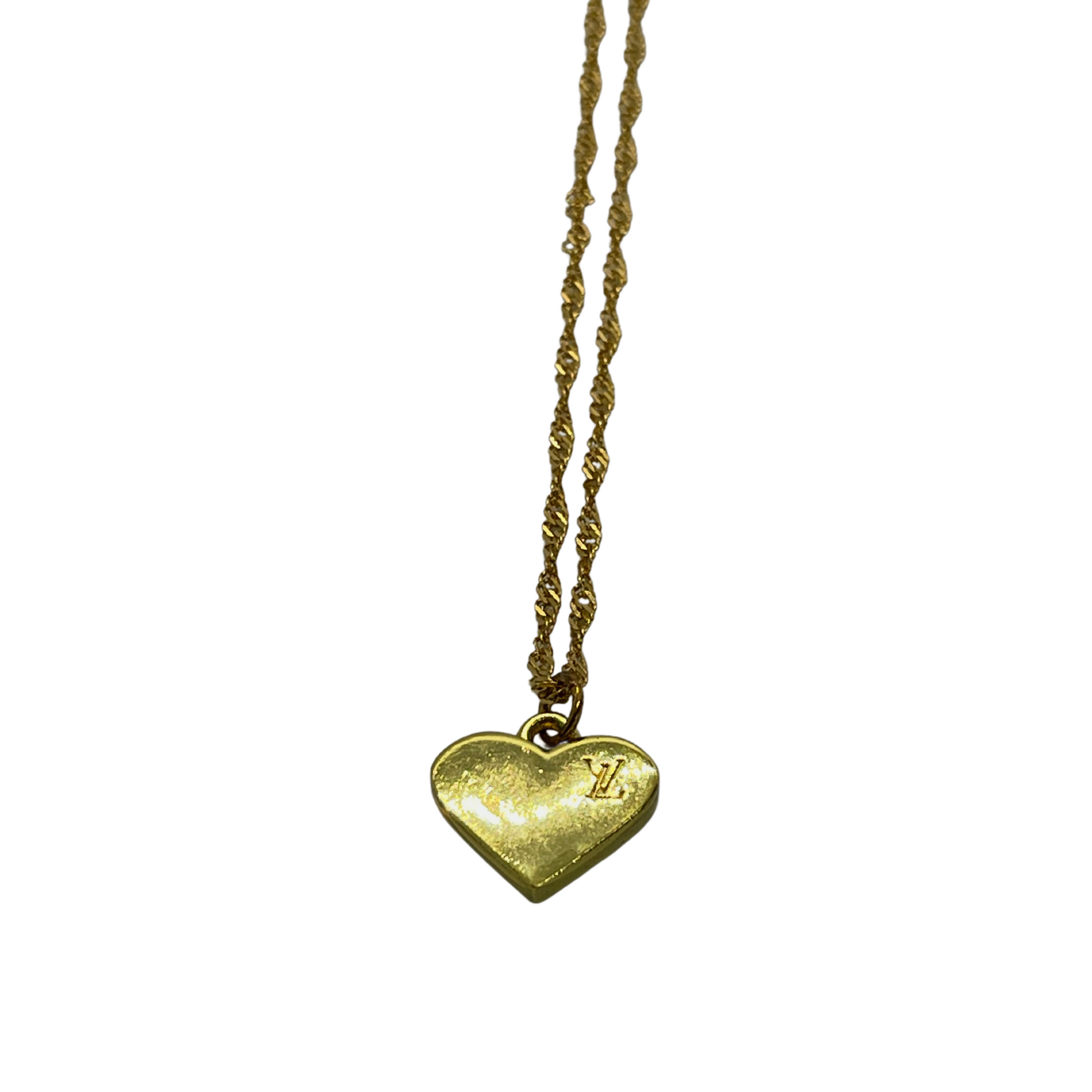 Authentic Louis Vuitton Heart Pendant Reworked Gold 16.5