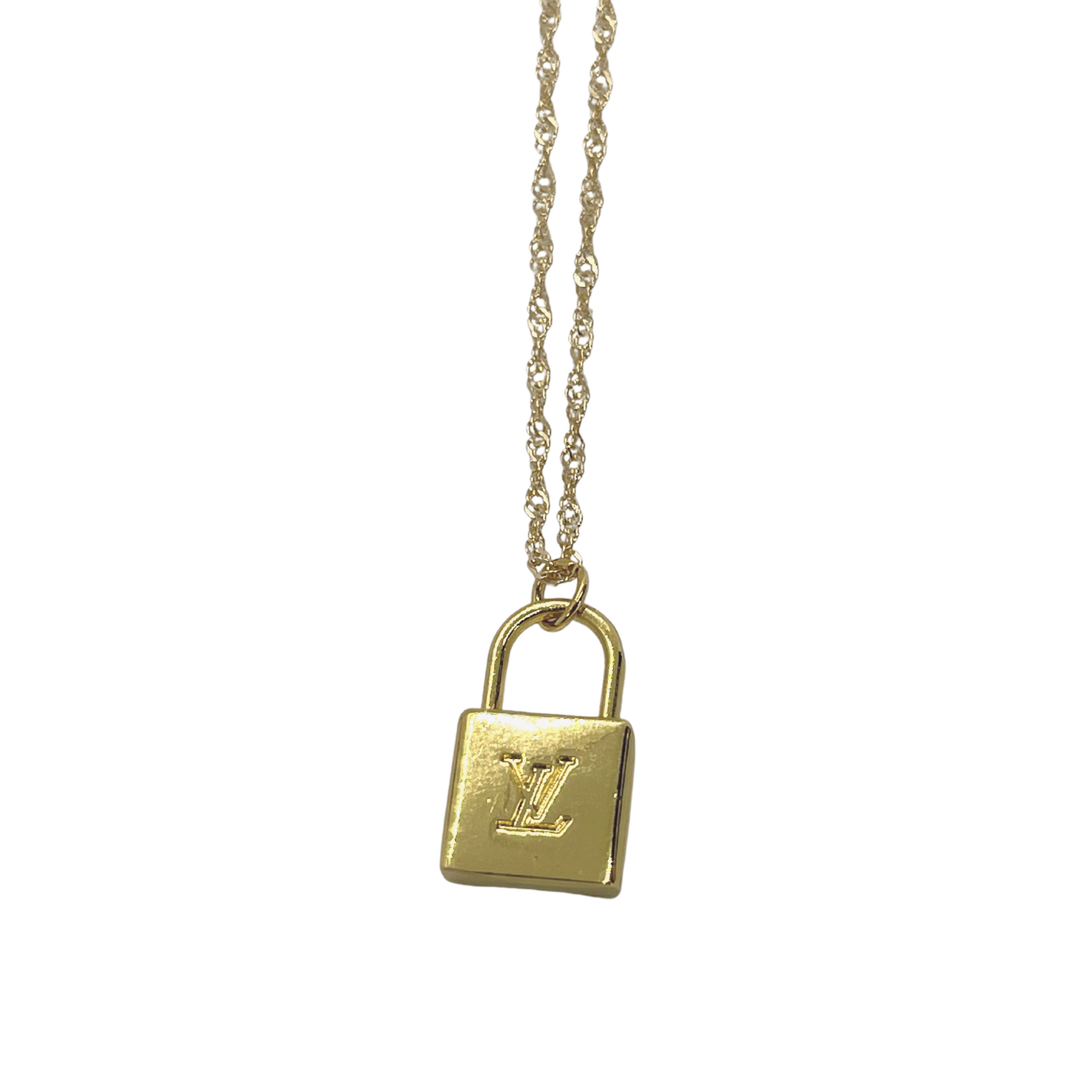 Authentic Louis Vuitton LV Lock Pendant | Reworked Gold 16" Necklace