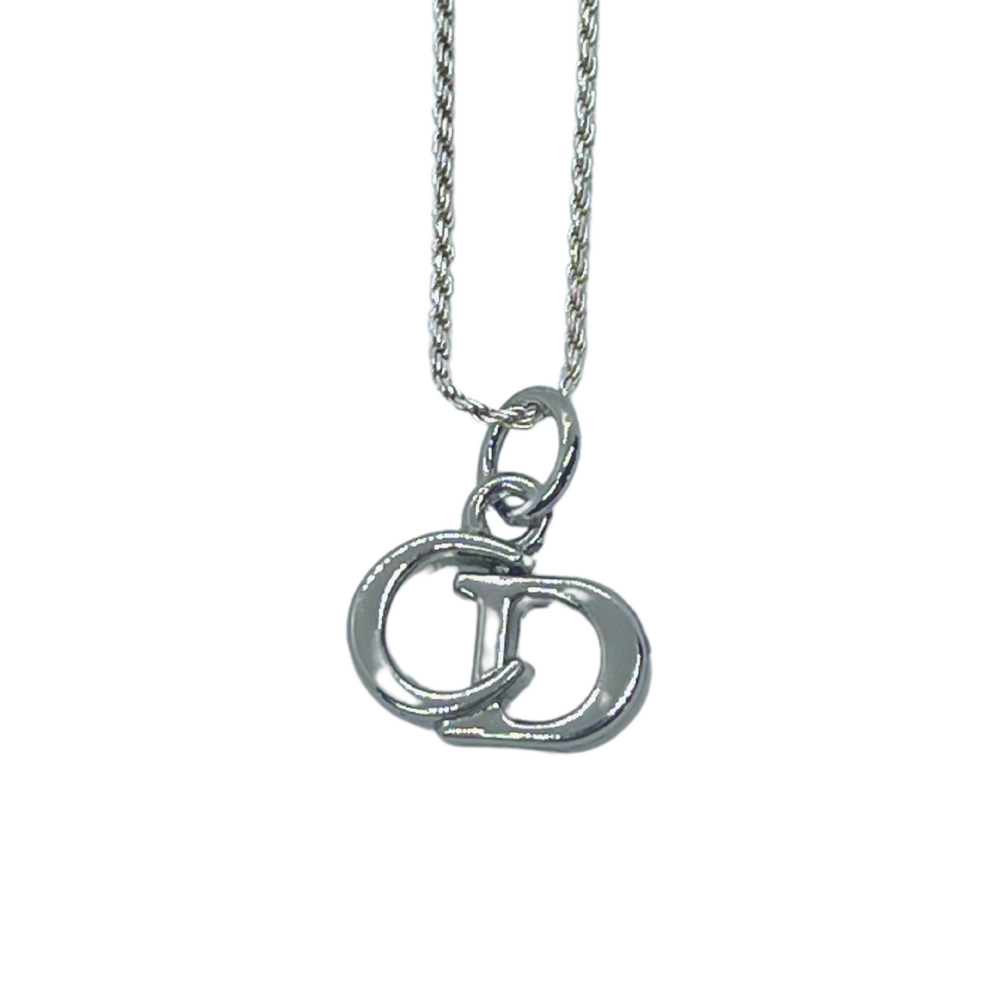 Authentic Dior CD Pendant | Reworked Silver 17" Necklace