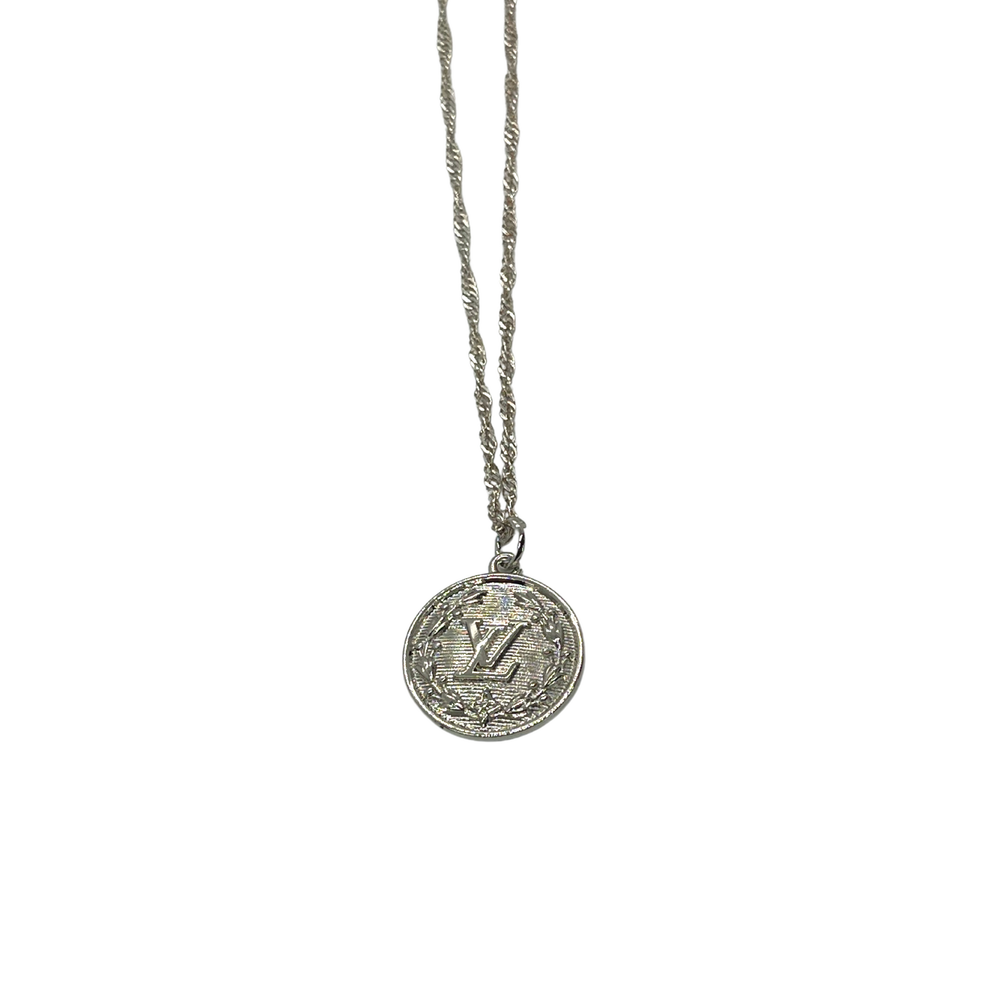 Authentic Louis Vuitton Coin Pendant Reworked Silver 16