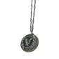 Authentic Versace Detailed Button  | Reworked Silver 18" Necklace