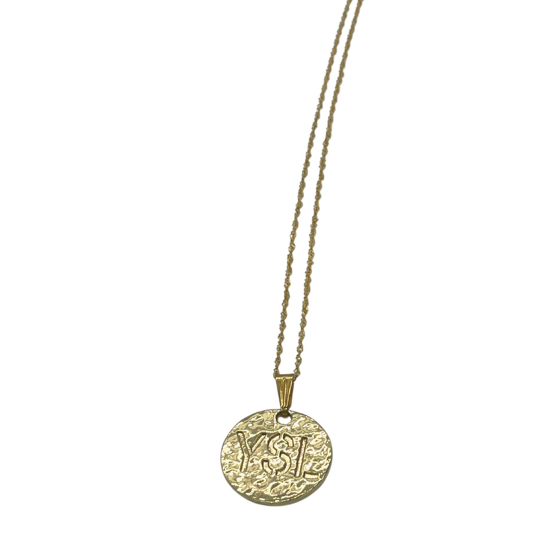 Authentic YSL Double-Sided Pendant  | Reworked Gold 17" Necklace